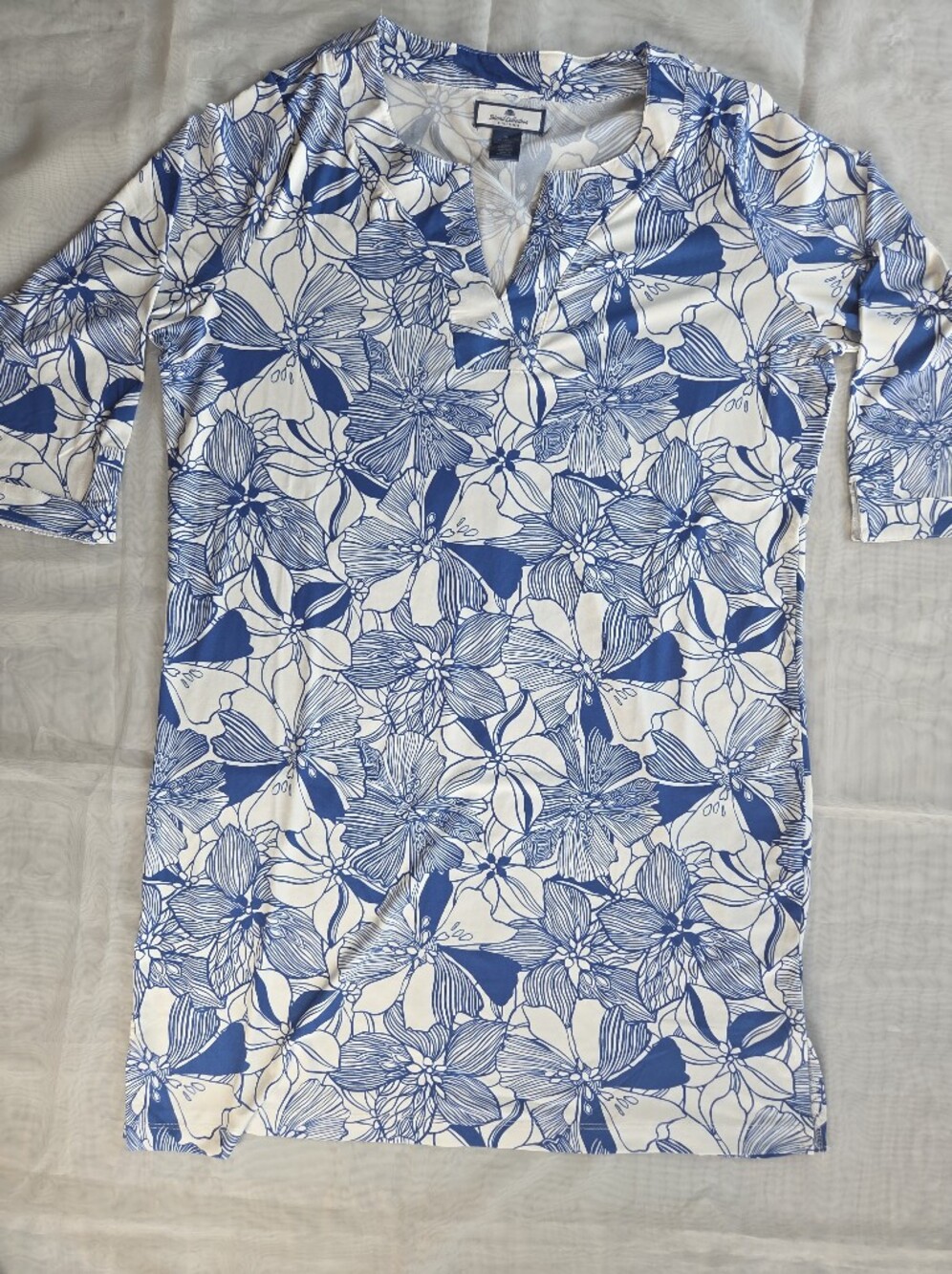 Island Collection Stella Parker Blue and White Floral Cover-Up Tunic